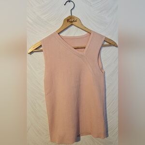 Dazy-Less Sleeveless Asymmetric Ribbed Tank Top in Peach M